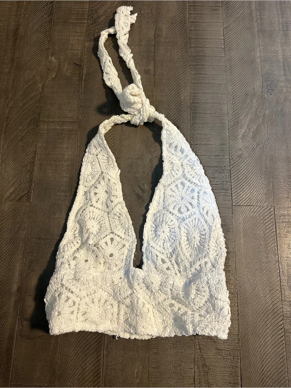 NWT Windsor Womens White Crochet Halter Crop Top Large - Picture 2 of 10